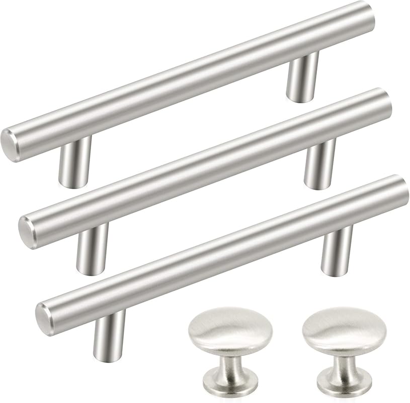 Kitchen Cabinet Handles and Knobs in Brushed Satin Nickel, 36-Pack for
