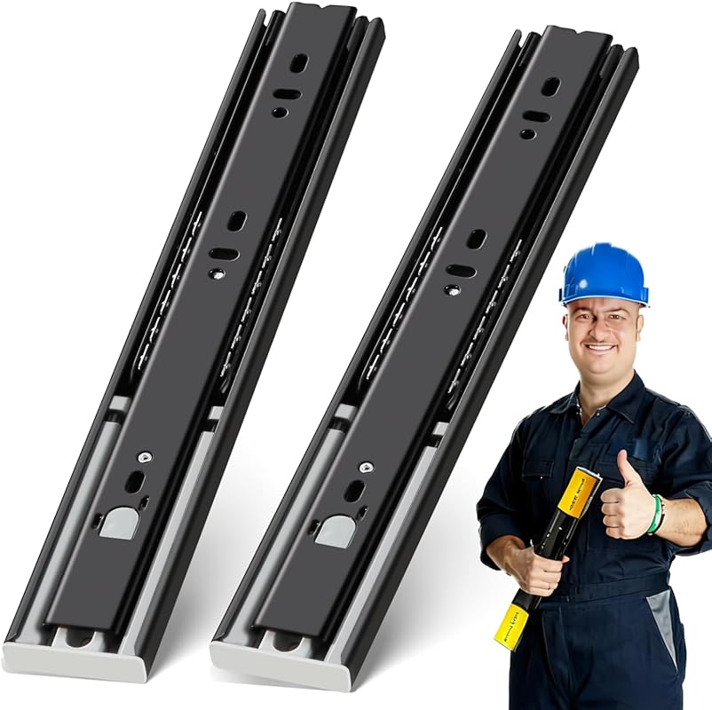 Full Extension Drawer Slides Replacement for Cabinets, 12-24 Inch, Sid