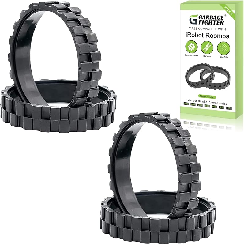 Roomba Wheel Replacement for 500–900 Series, e5, e6, i7 – Black 4-Pack