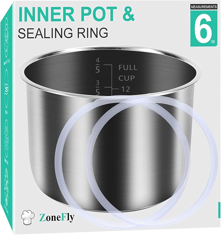Instant Pot 6 Qt Stainless Steel Inner Pot Replacement with Silicone S
