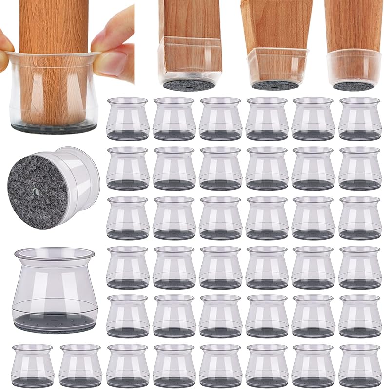 BUMACO 40Pcs Chair Leg Floor Protectors Chair Leg Protectors for Hardw