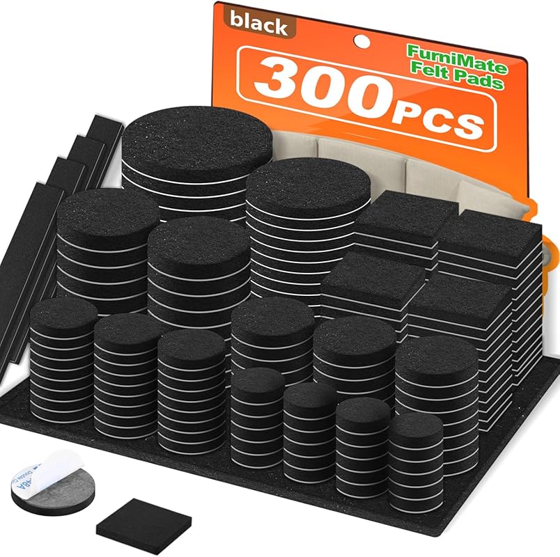 Furniture leg protectors for hardwood floors, 300-piece felt pads for 
