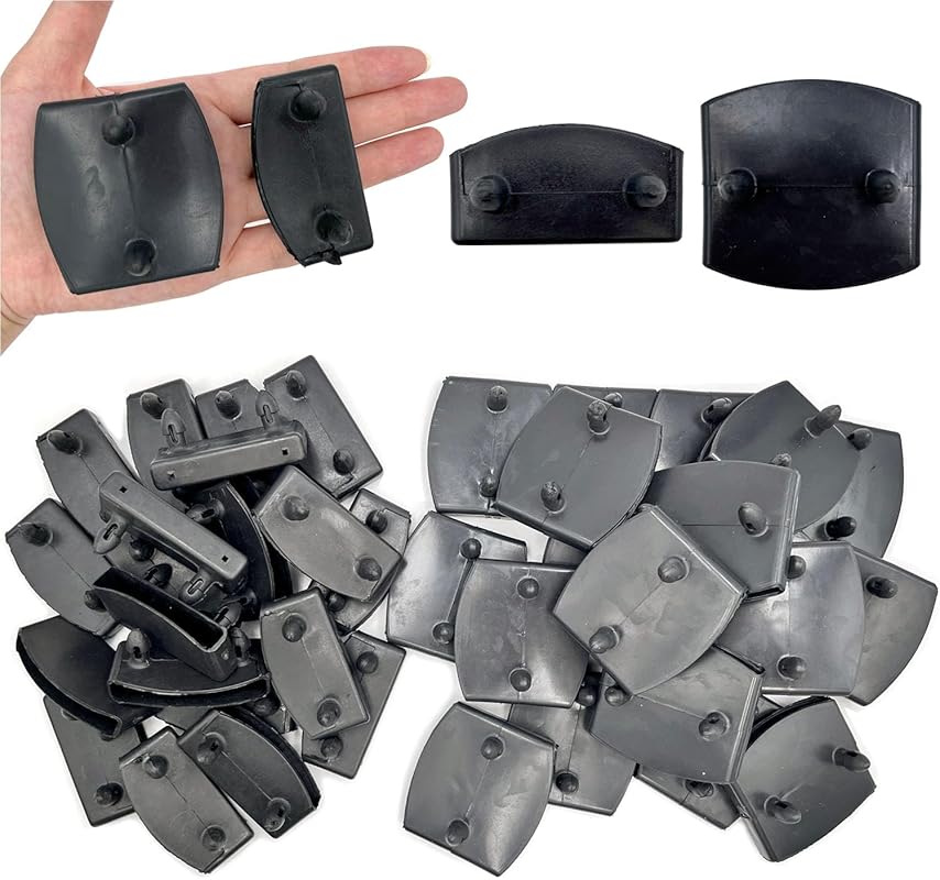 Black Plastic Bed Slat Replacement Caps, 54mm x 9mm, Set of 40