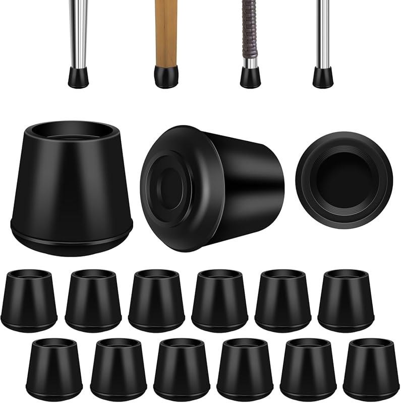 1-Inch Round Rubber Chair Leg Caps for Hardwood Floors, Non-Slip, 12 P