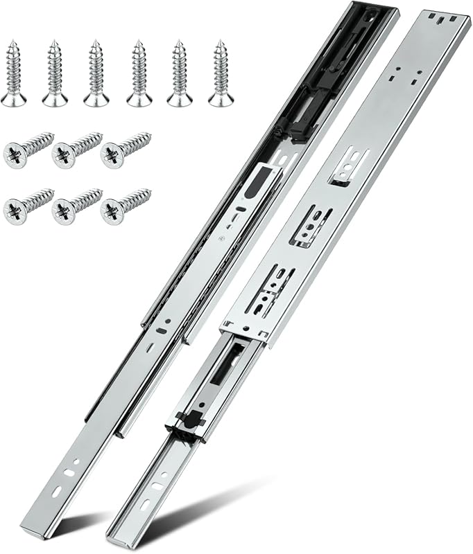 Soft Close Drawer Slides – 22 Inch Full Extension, Ball Bearing, Heavy