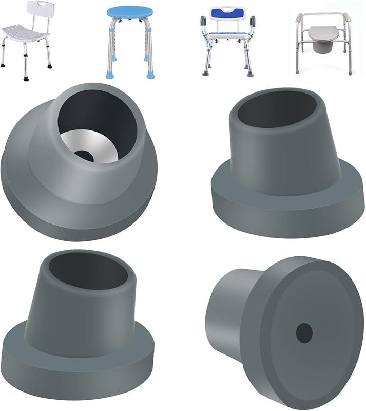 Replacement Chair Leg Caps for Bath Stools and Shower Seats, Gray Rubb