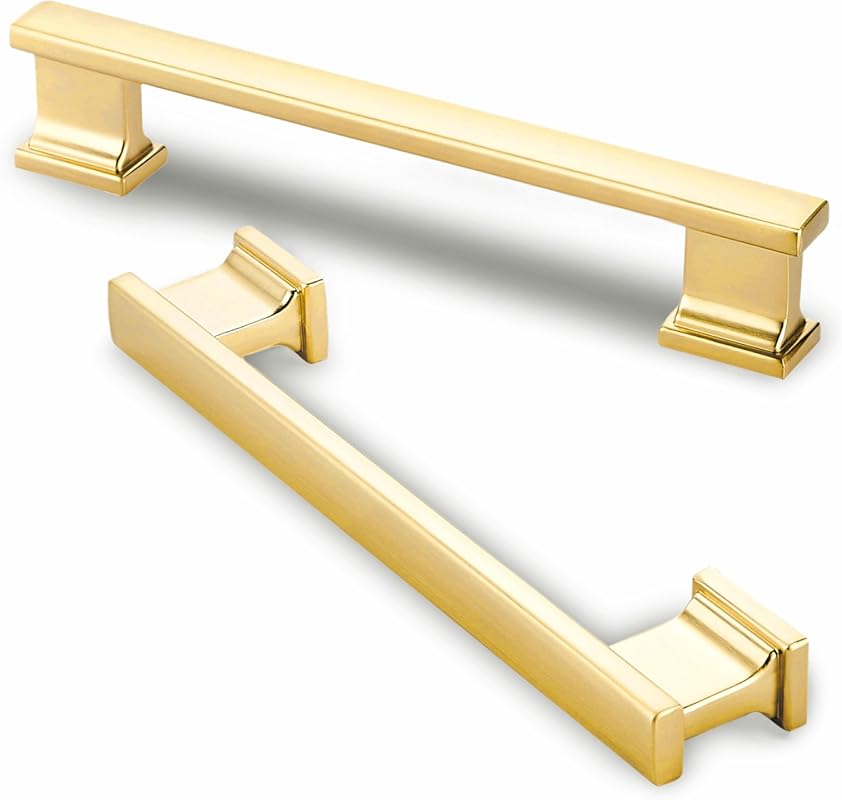 10 Pack 6 Inch Length|5 Inch Hole Center Brushed Gold Kitchen Cabinet 