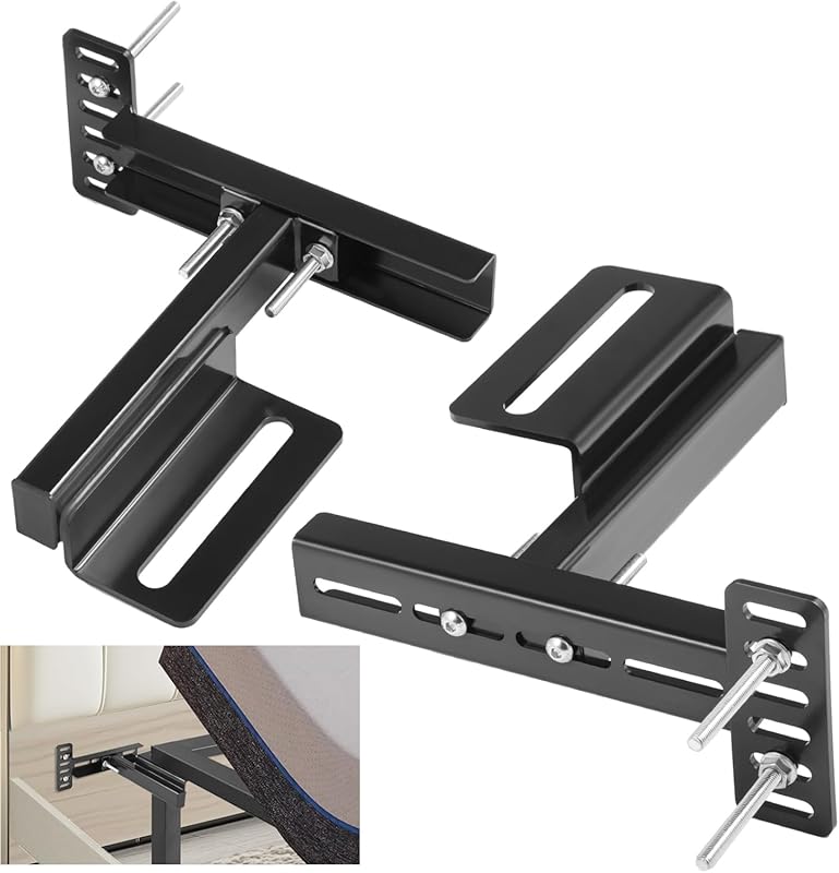 Adjustable Headboard Bracket Kit - Black Metal Bed Frame Wall Mounting