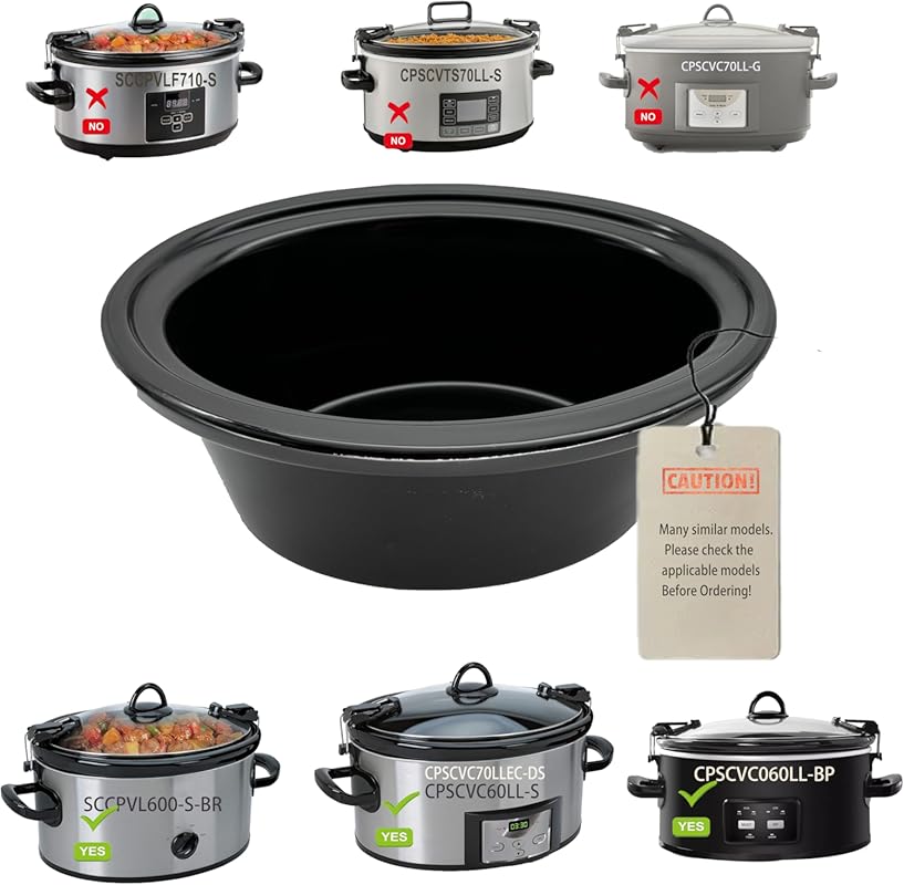 6 Quart oval Slow Cooker Ceramic Pot Replacement, Compatible with Croc