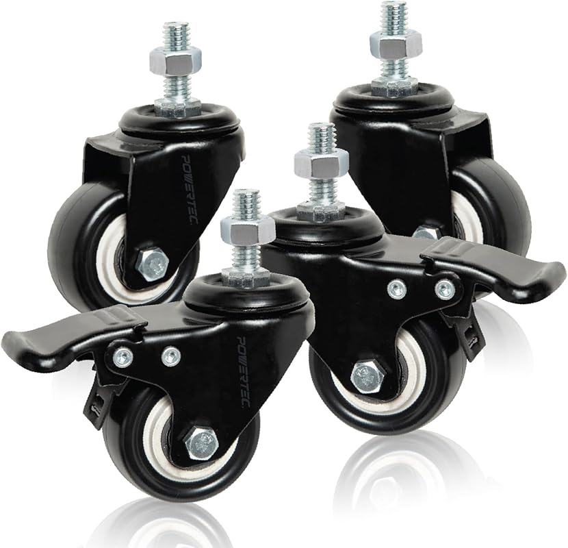 Heavy Duty 2 Inch PU Caster Wheels with Dual Locking Brake for Furnitu