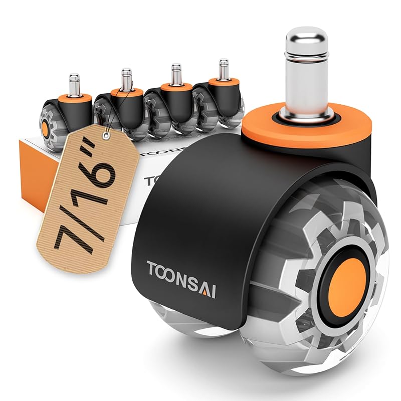 2-Inch Office Chair Casters for Carpet and Hardwood Floors, Set of 5