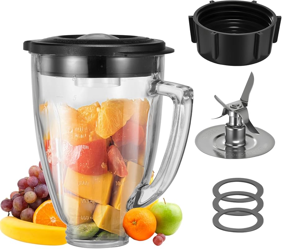 6-Cup Glass Blender Jar Replacement with Lid and Blade for Oster Oster