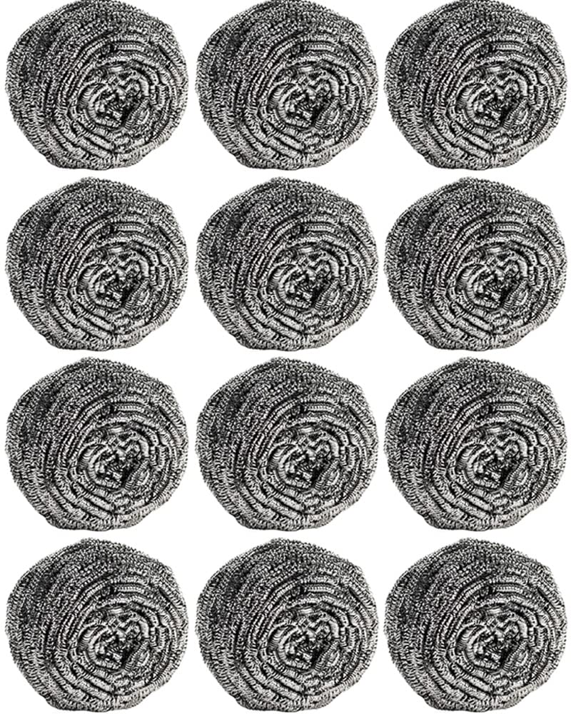 12Pcs Steel Wool Scrubber Pads for Cleaning Dishes, Pans, Pots, Ovens, Grills, Sinks - Stainless Ste