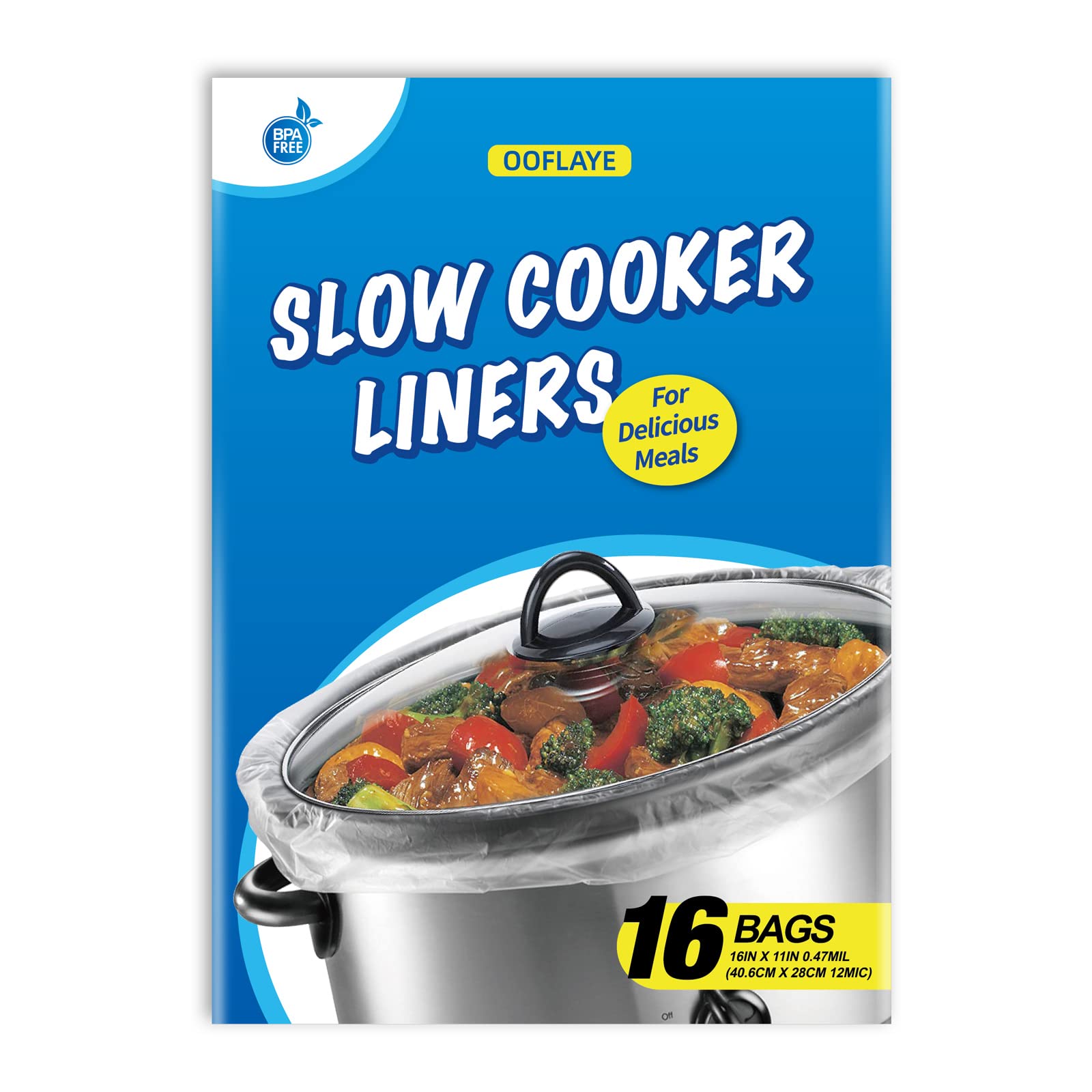 16 Counts Slow Cooker Liners Small Size(11 x 16 Inch) Kitchen Disposable Cooking Bags Fits 1 to 3 Qu