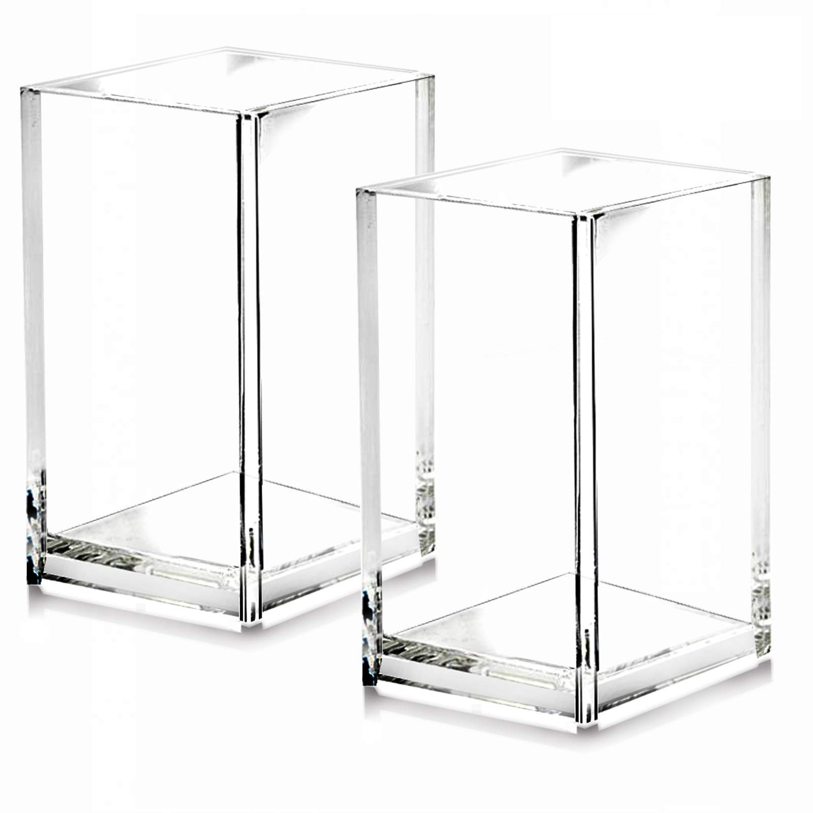 2 Pack Clear Acrylic Pencil Pen Holder Cup,Desk Accessories Holder,Makeup Brush Storage Organizer,Mo
