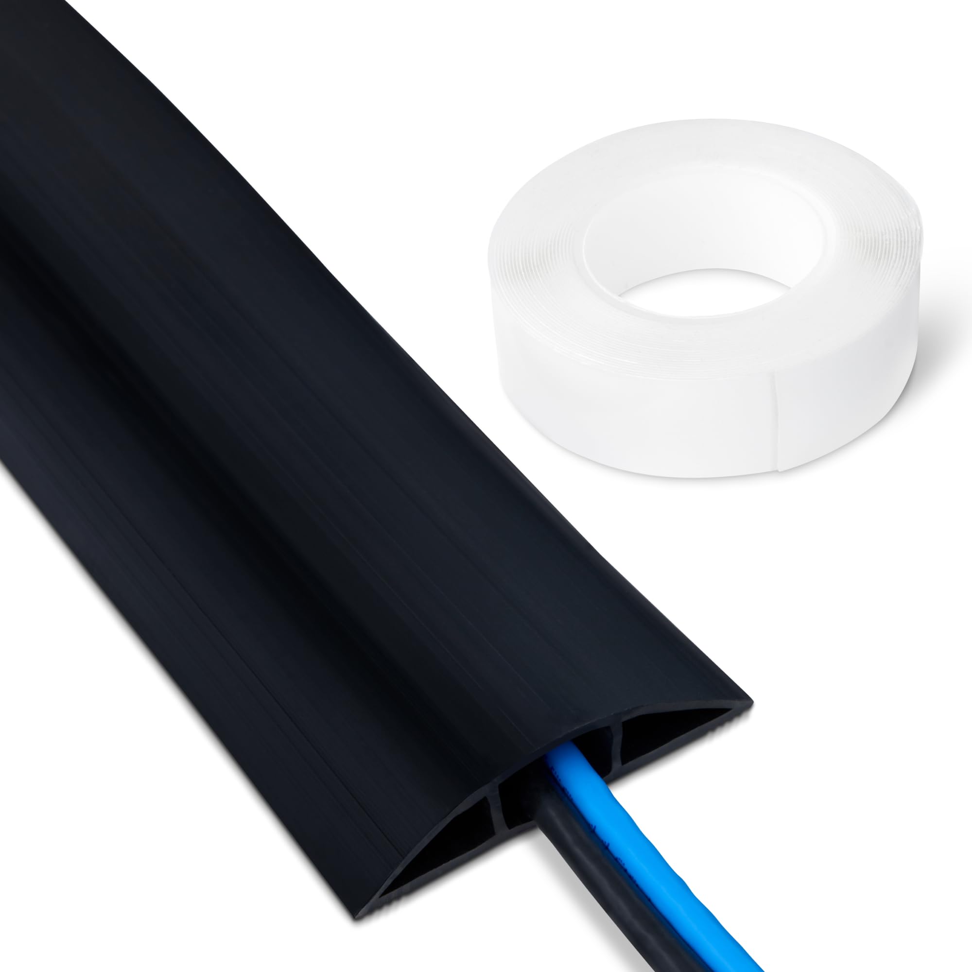 Amazon Basics Floor Cord Cover, 6ft Length, 2.6" Diameter, Black