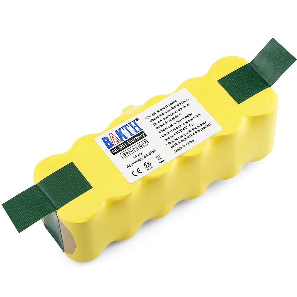 BAKTH 14.4V Irobot Battery Replacement for Roomba: 4500mAh NI-MH Battery for Robot Roomba R3 500 600