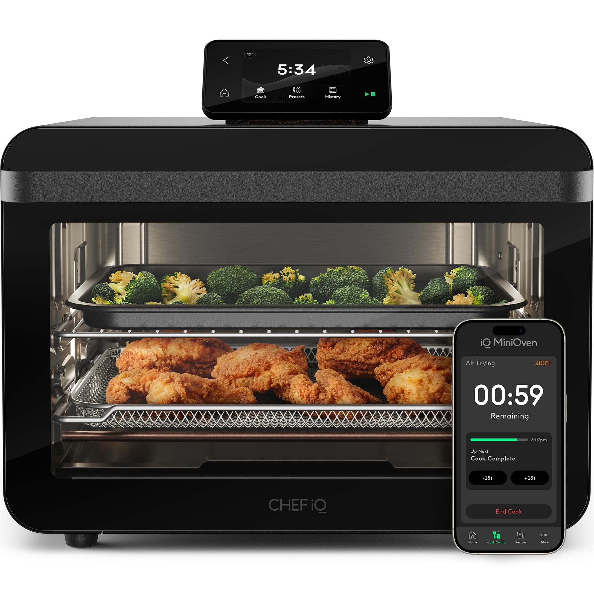 CHEF iQ MiniOven Smart Toaster Oven Air Fryer Combo, 11-in-1 Countertop Convection Oven, Bake, Broil