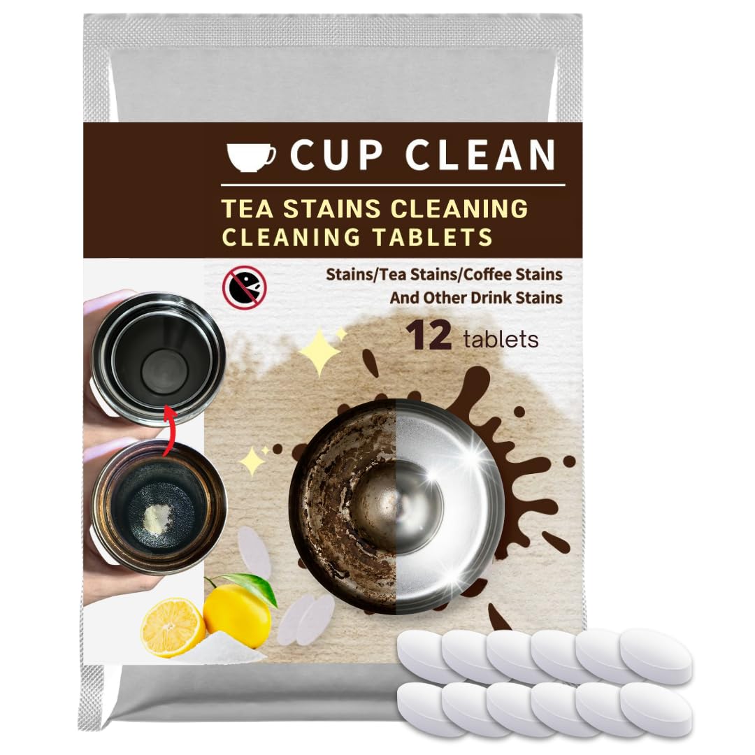Coffee and Tea Stain Remover for Cups, Mugs & Tumblers - Bottle Cleaner Tablets for Stainless Steel 