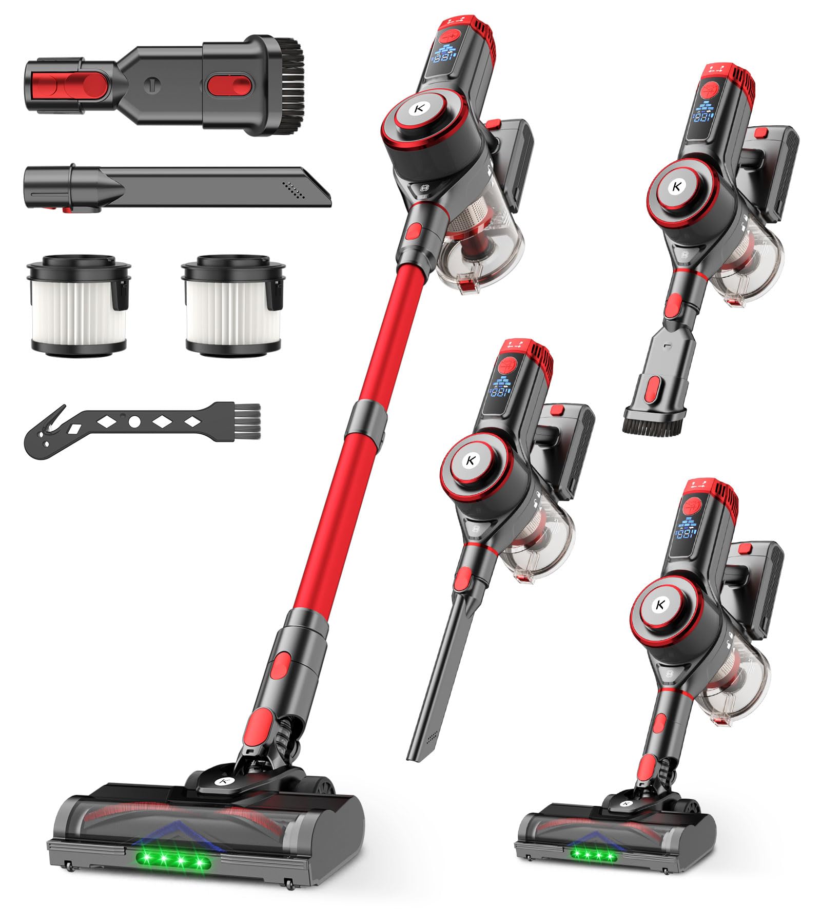 Cordless Vacuum Cleaner, 600W 50KPA Powerful Stick Vacuum with OLED Smart Display, 70Mins Runtime, S