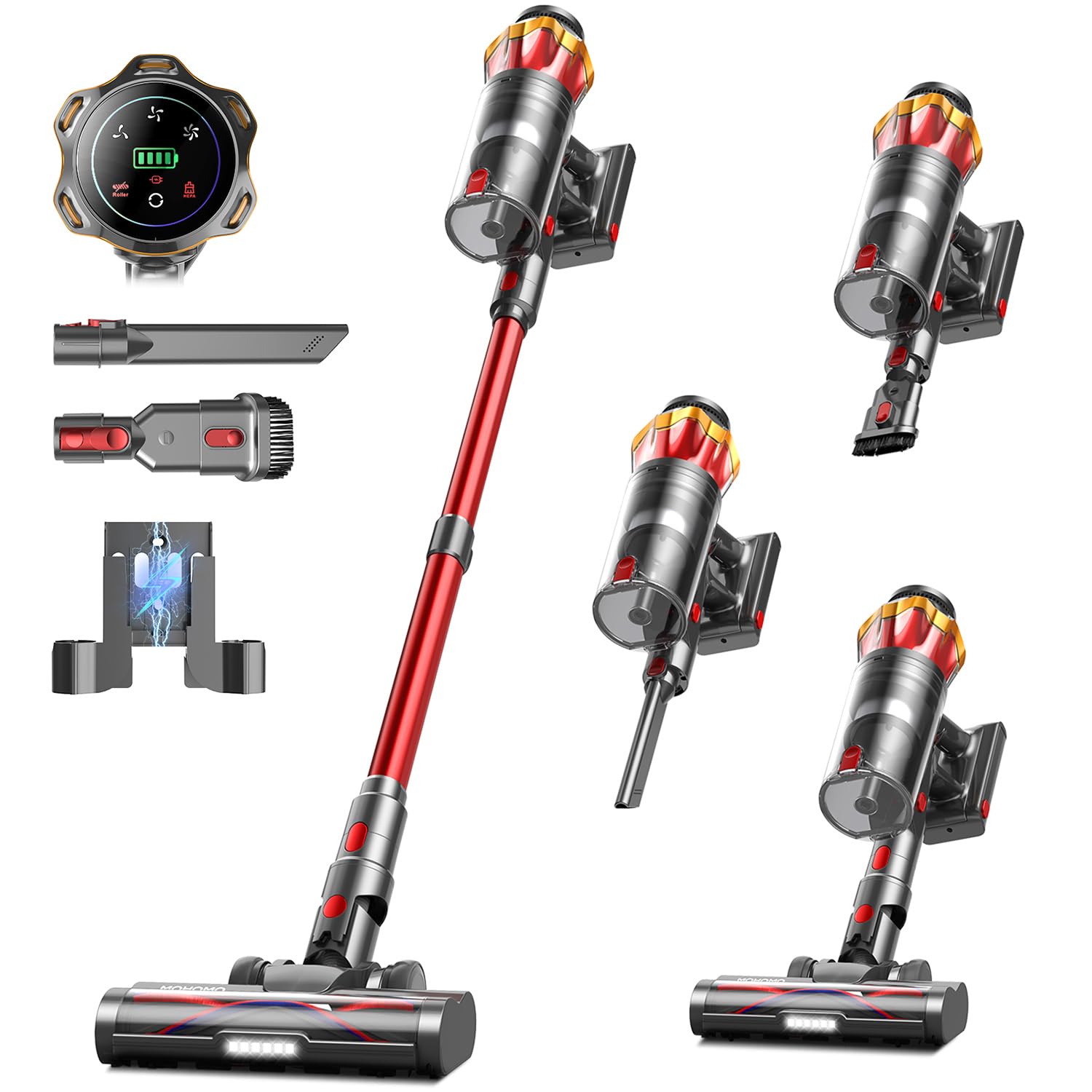 Cordless Vacuum Cleaner, 650W 55KPa 70Mins Vacuum Cleaners for Home, Self-Standing Stick Vacuum with