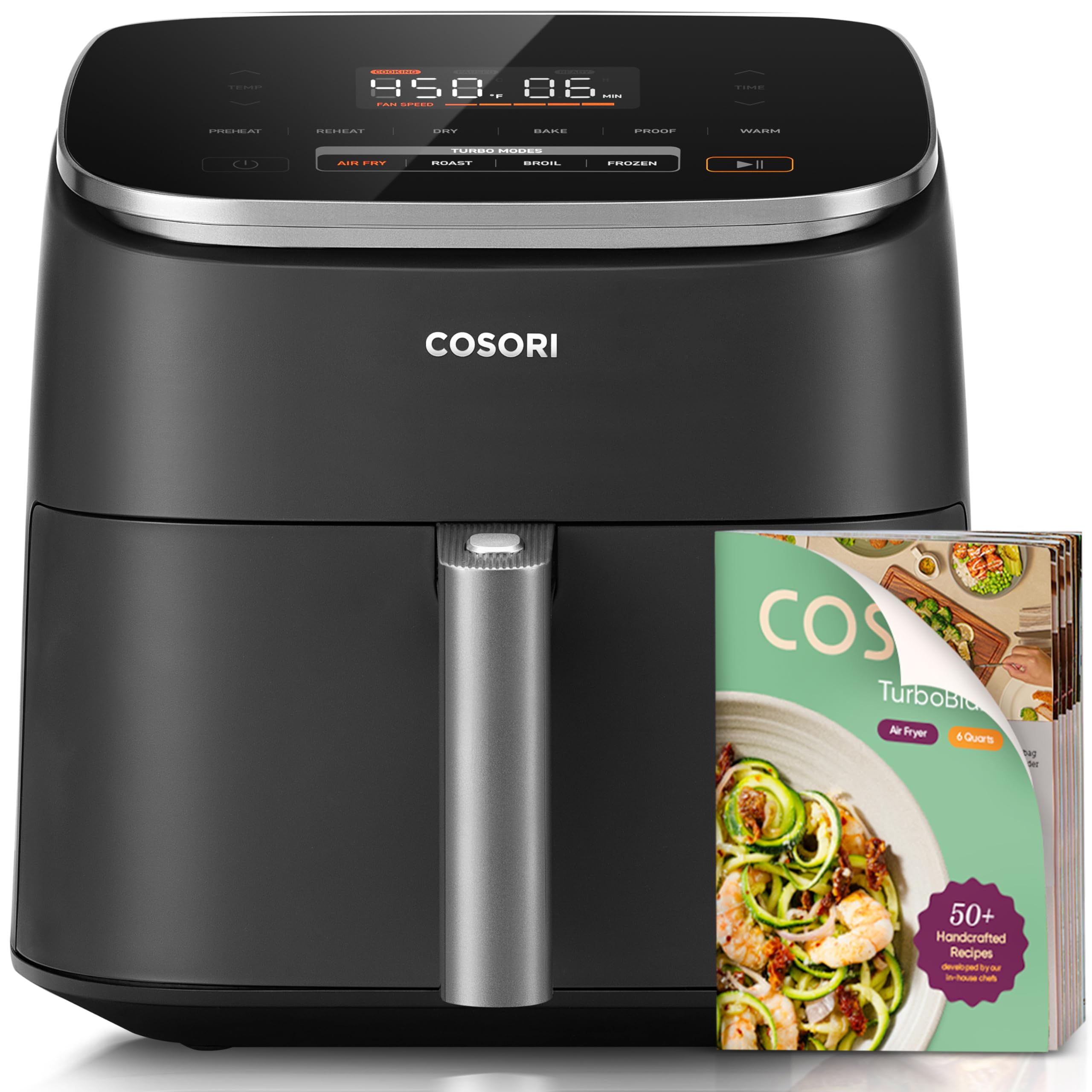 Cosori 9-in-1 TurboBlaze Air Fryer 6 Qt, Premium Ceramic Coating, 90°–450°F, Precise Heating for Eve