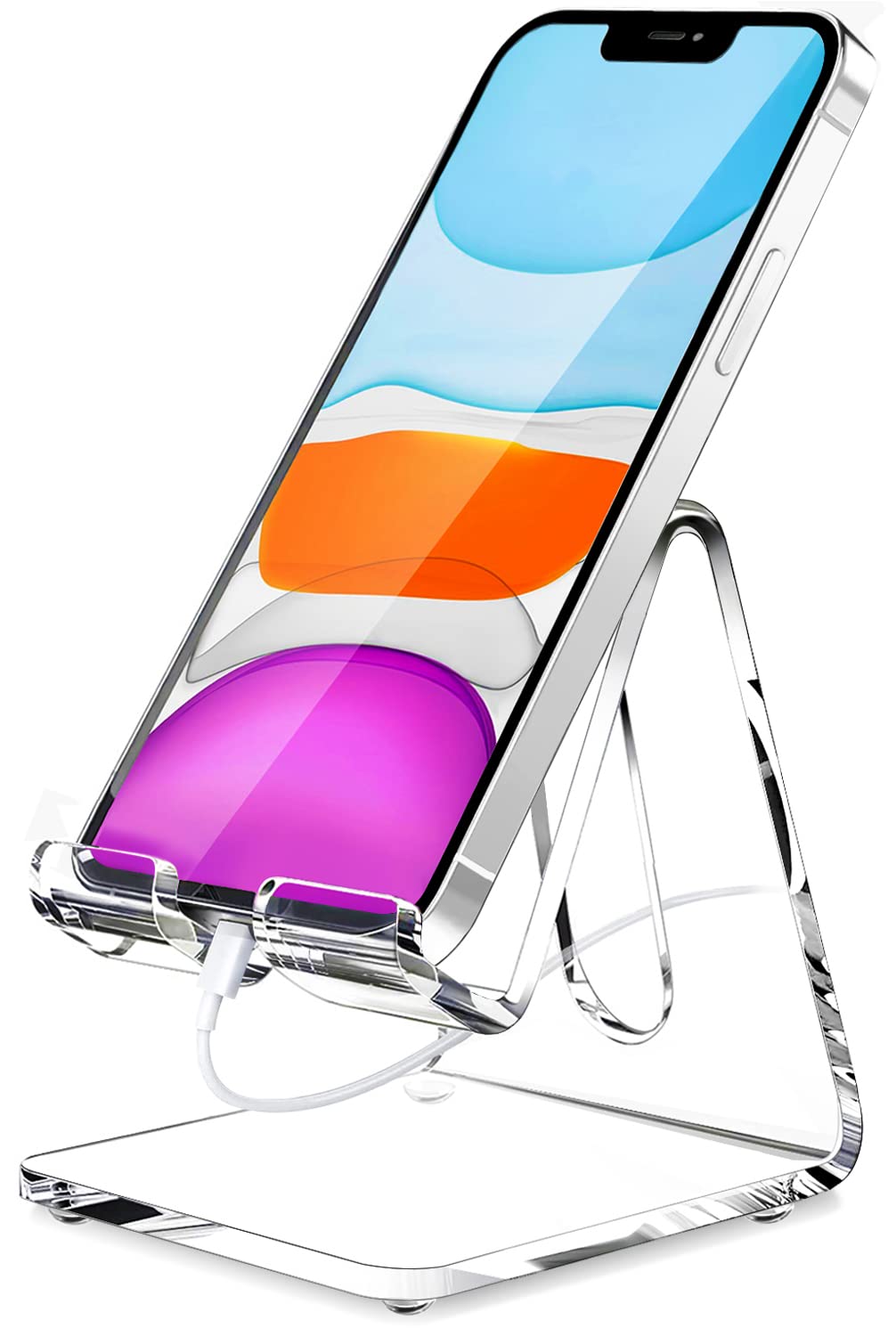 Crpich Acrylic Cell Phone Stand, Portable Clear Phone Stand for Desk, Compatible with Phone16 15 14 
