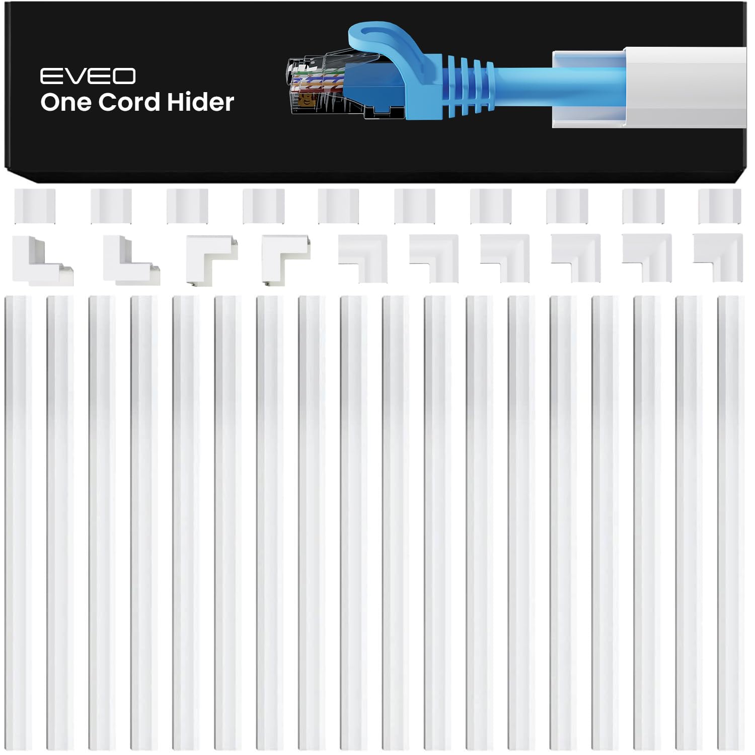 EVEO Cable Hider - One Cord Hider 300” Cord Cover Wall Cable Hider, Cable Concealer, Wire Hiders for