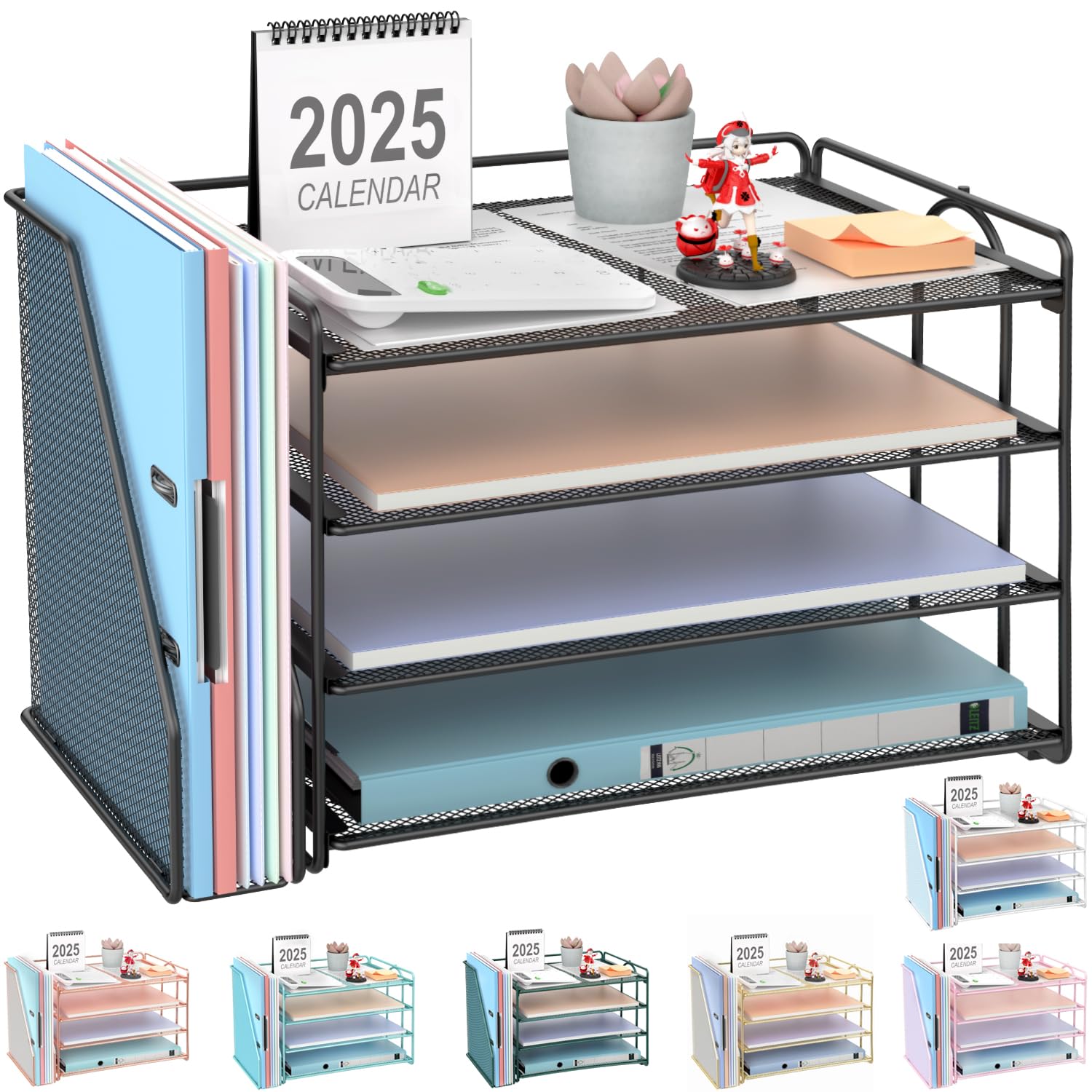gianotter 4-Tier Paper Organizer With Magazine Holder, Desk Organizers and Accessories, Desk Accesso