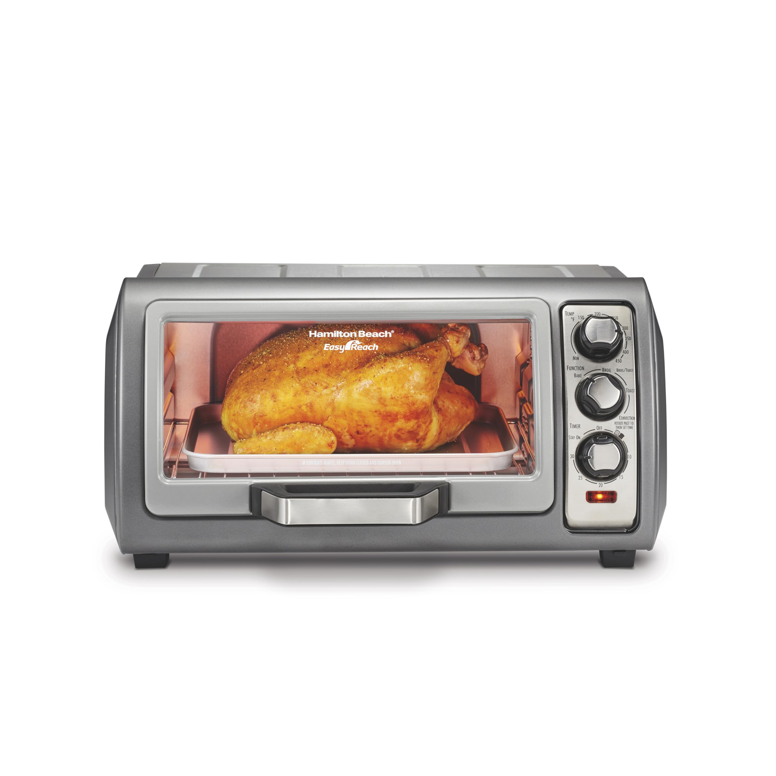 Hamilton Beach 6 Slice Convection Toaster Oven With Easy Reach Roll-Top Door, Bake, Broil & Toast Fu