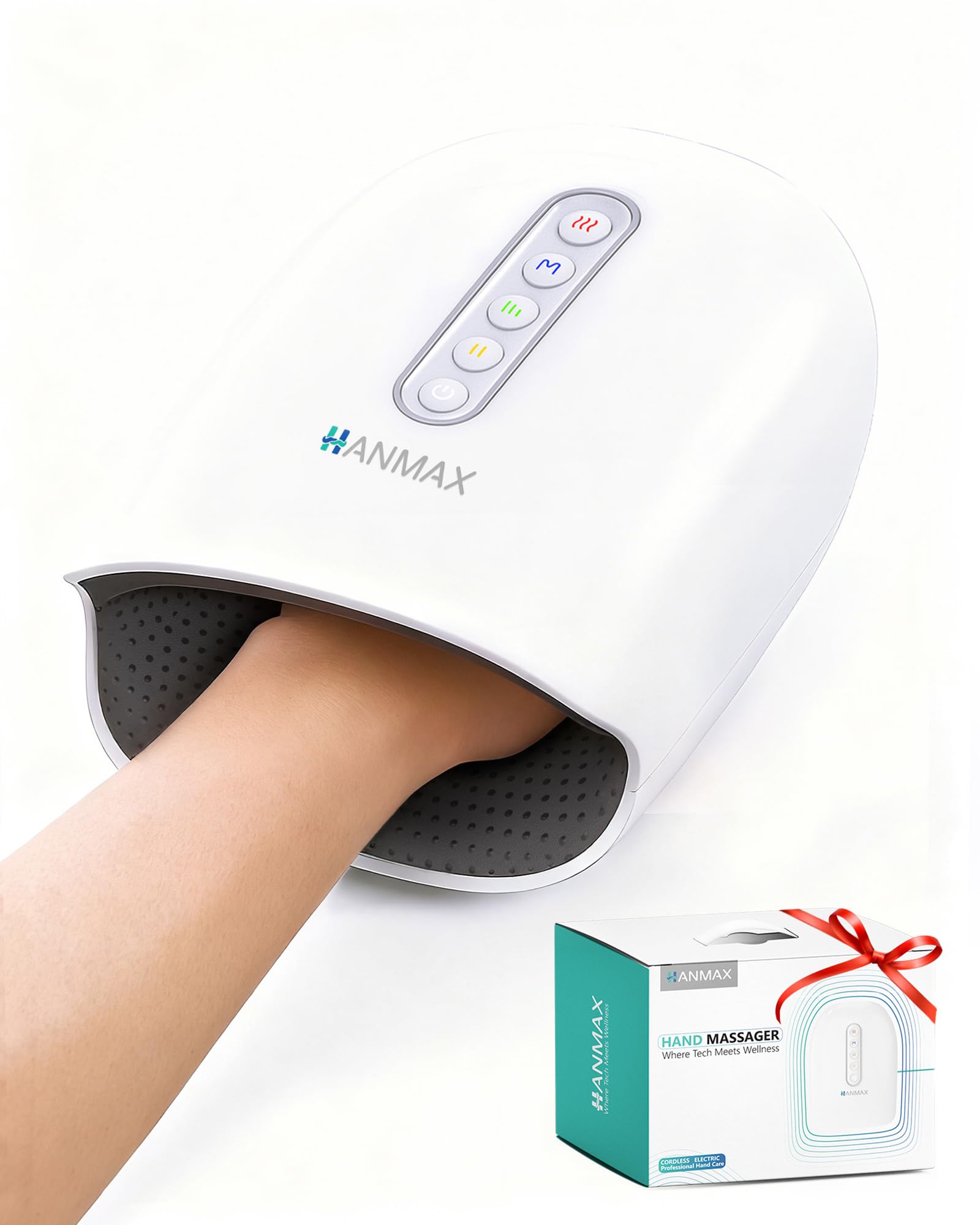 HANMAX Hand Massager with Heat and Compression - for Arthritis & Carpal Tunnel, Portable Gift for Wo