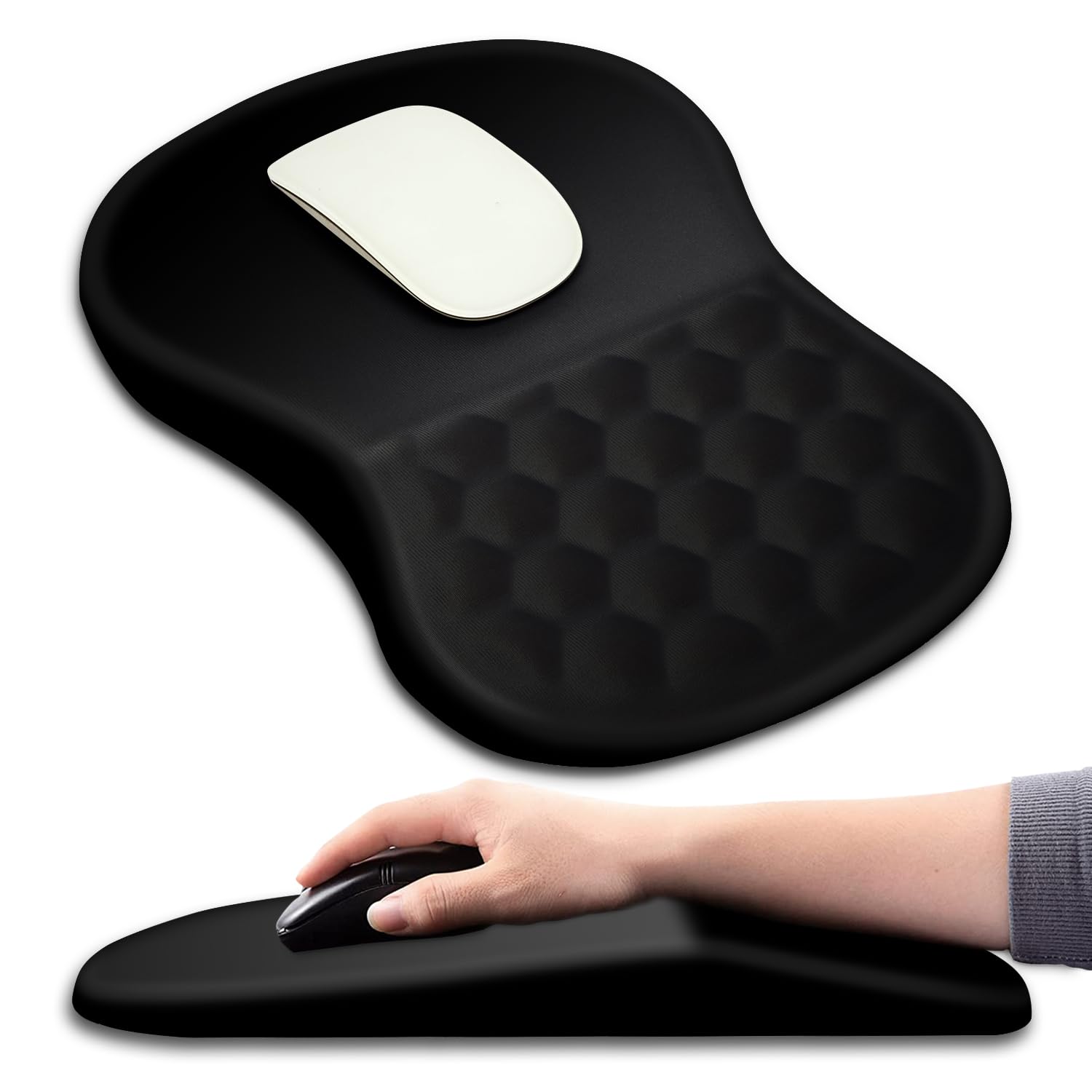 Hokafenle Ergonomic Mouse Pad Wrist Support with Massage Design, Wrist Rest Pain Relief Mousepad wit