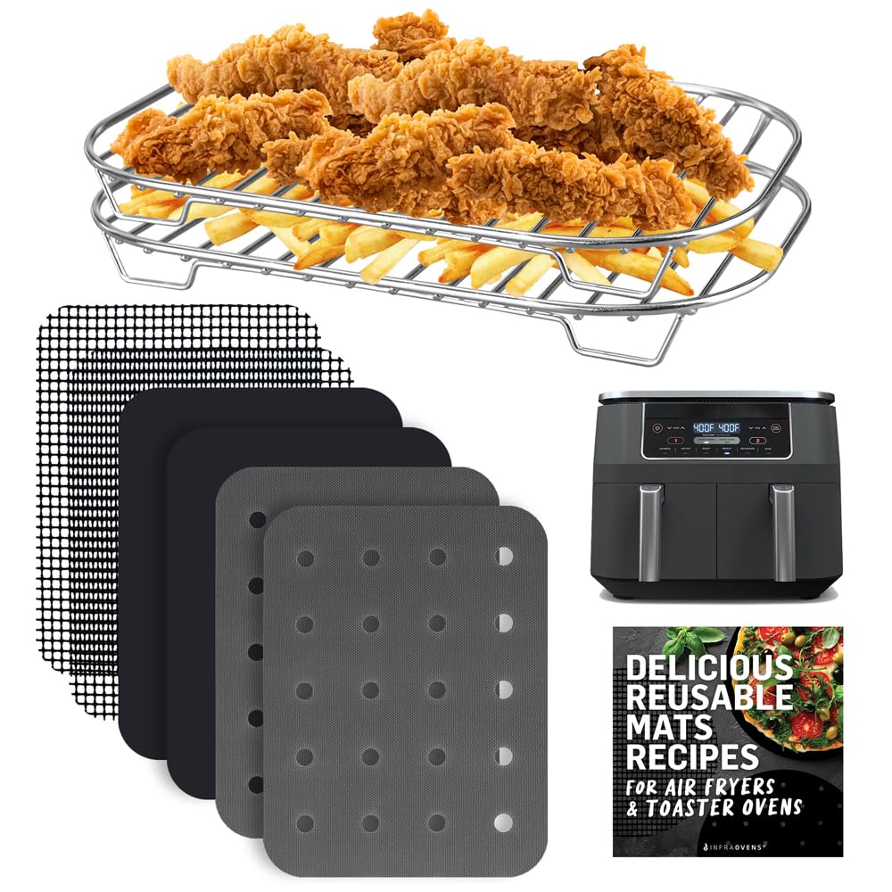 INFRAOVENS Accessories for Ninja Dual 2 Basket Air Fryer 10 QT DZ401 & 8 QT DZ201, Racks for Foodi D