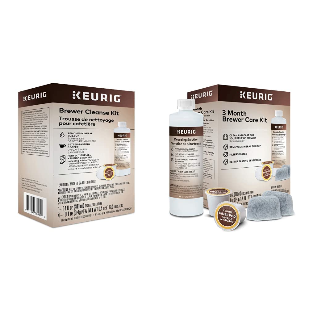 Keurig Brewer Cleaning and Maintenance Kit with Descaling Solution, Rinse Pods, and Water Filters | 