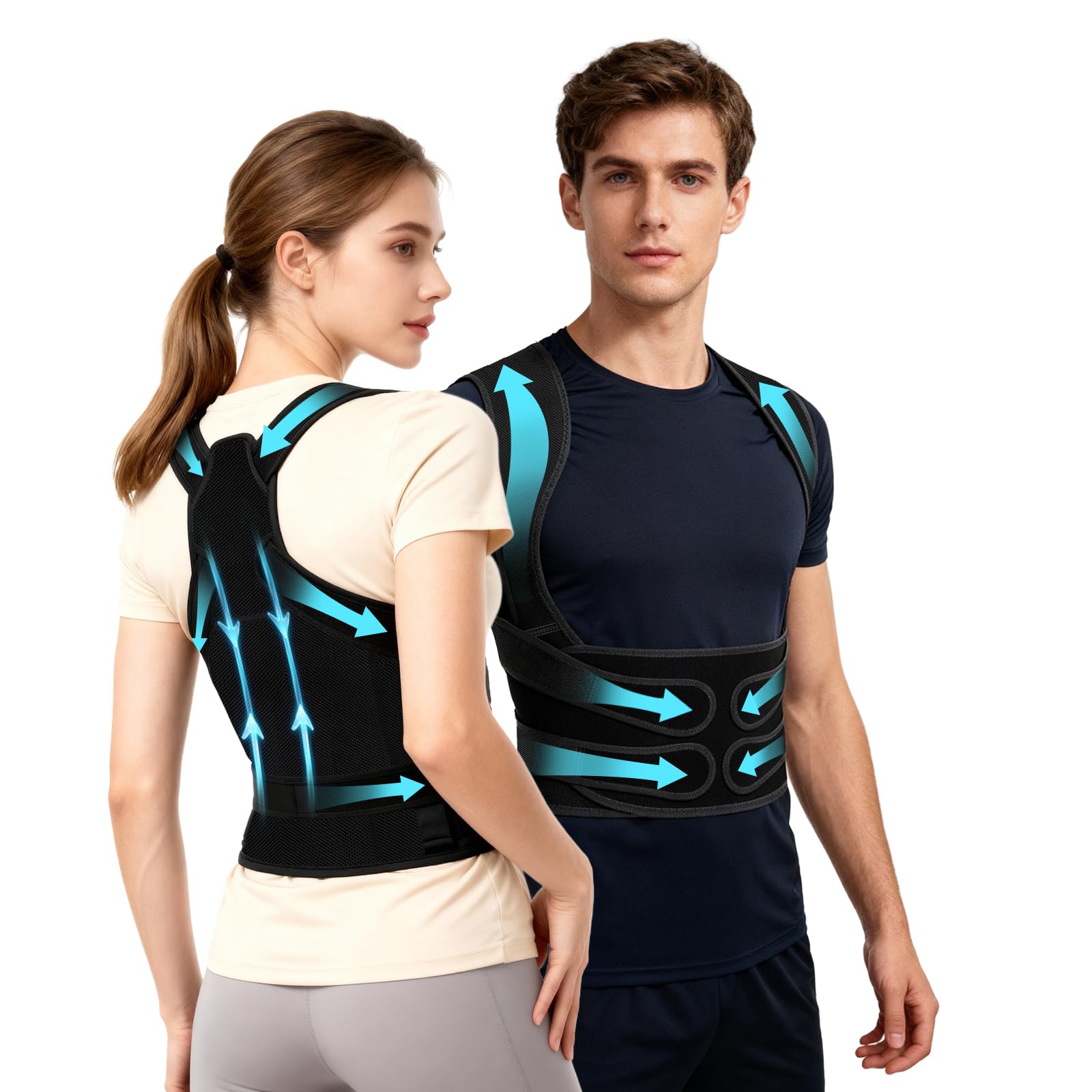 KNXWALT Posture Corrector for Women & Men, Back Brace Straightener with Adjustable Support, Relief f