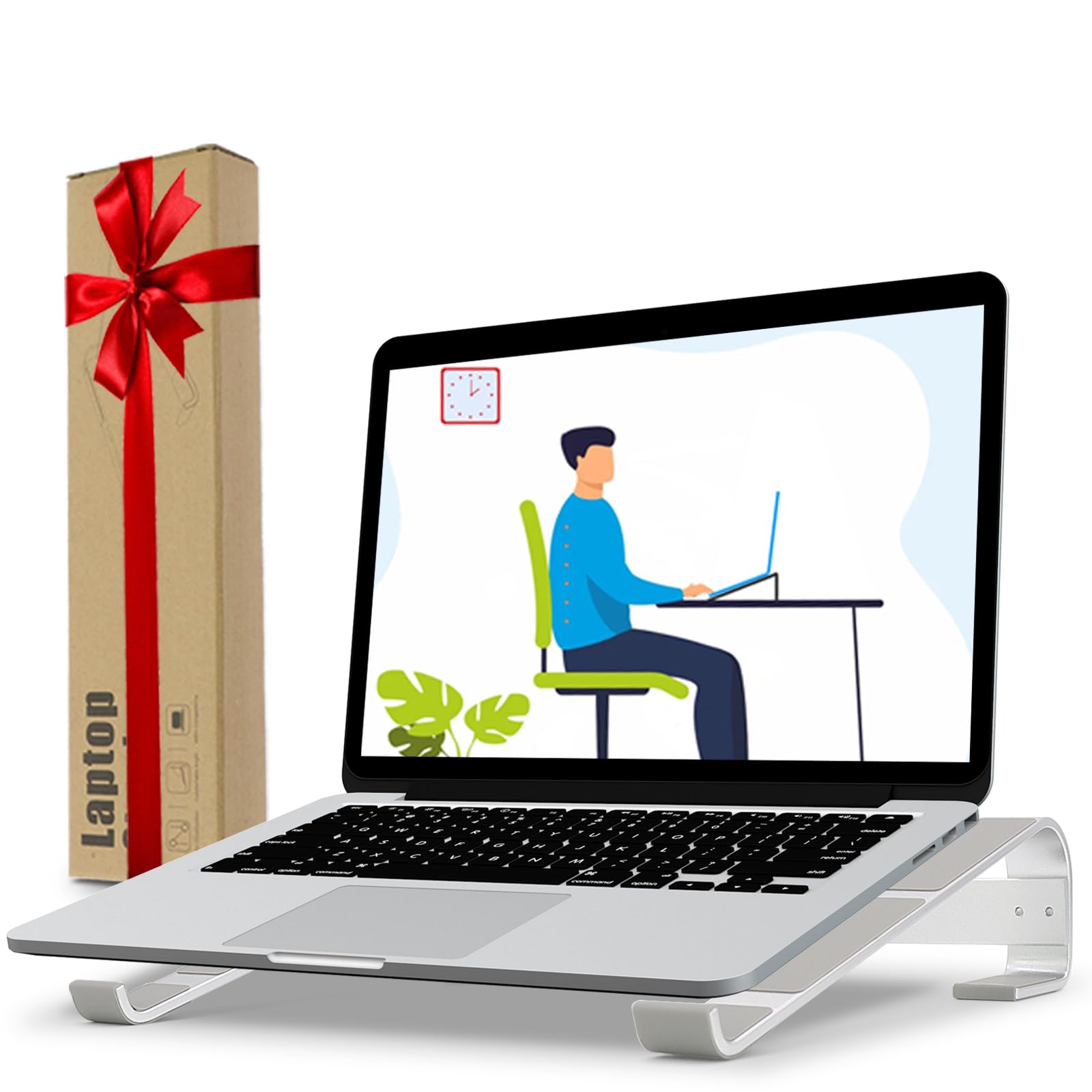 KYQEE Laptop Stand for Desk, Ergonomic Aluminum Laptop Riser, Ventilated Notebook Stand Compatible w