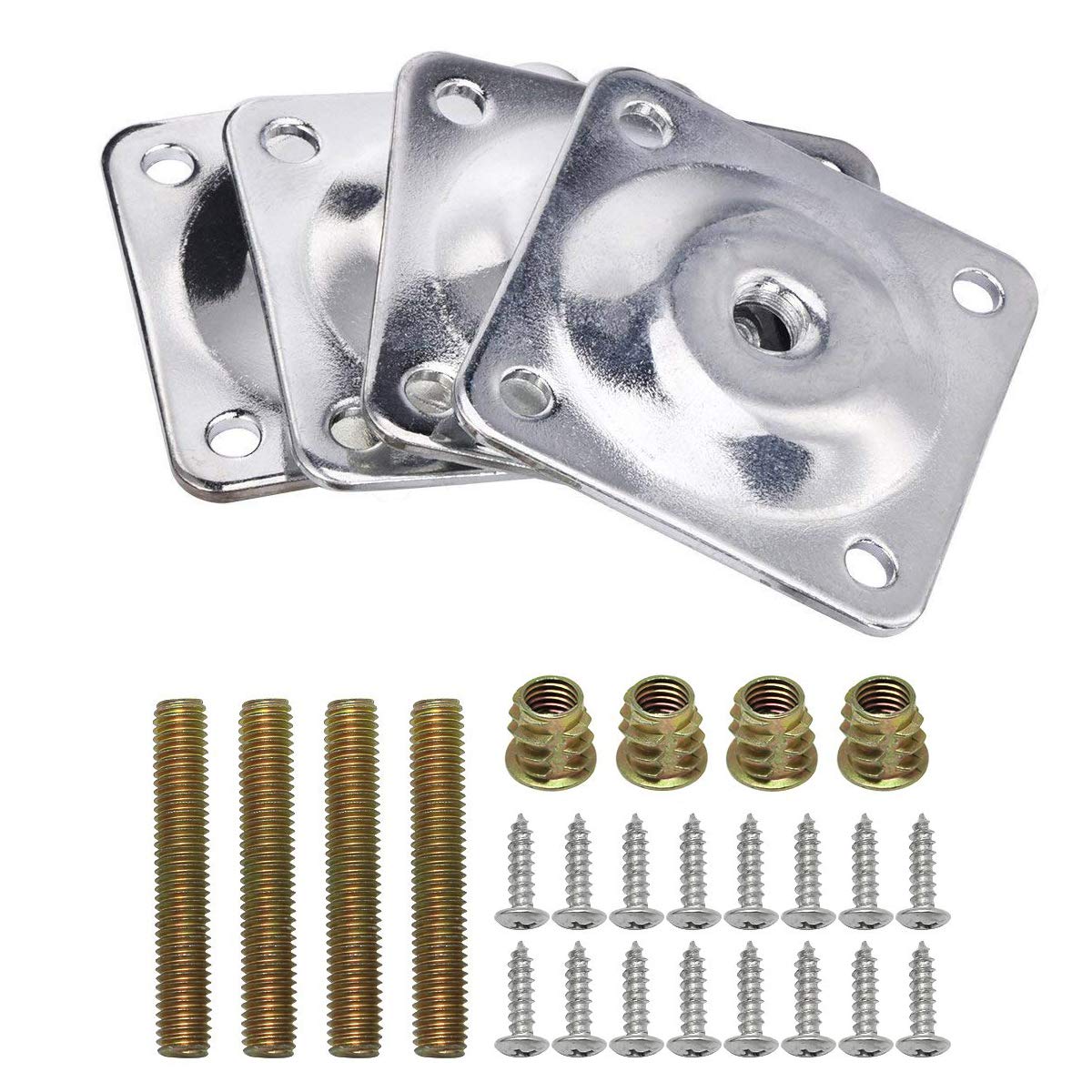 La Vane Furniture Leg Mounting Plates & M8 Hanger Bolts Kit, Heavy Duty Steel Sofa Couch Chair Repai