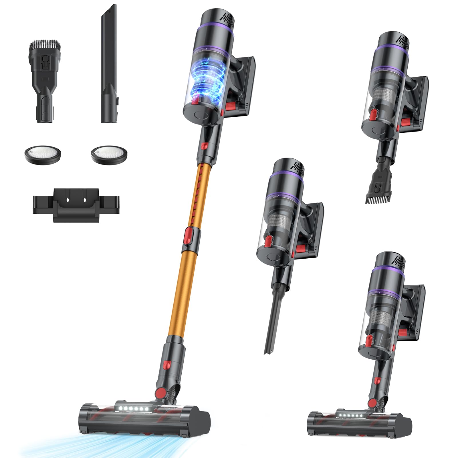 Cordless Vacuum Cleaner, 550W/50Kpa/70Mins Vacuum Cleaners for Home with Smart Auto Mode/LED Touch D