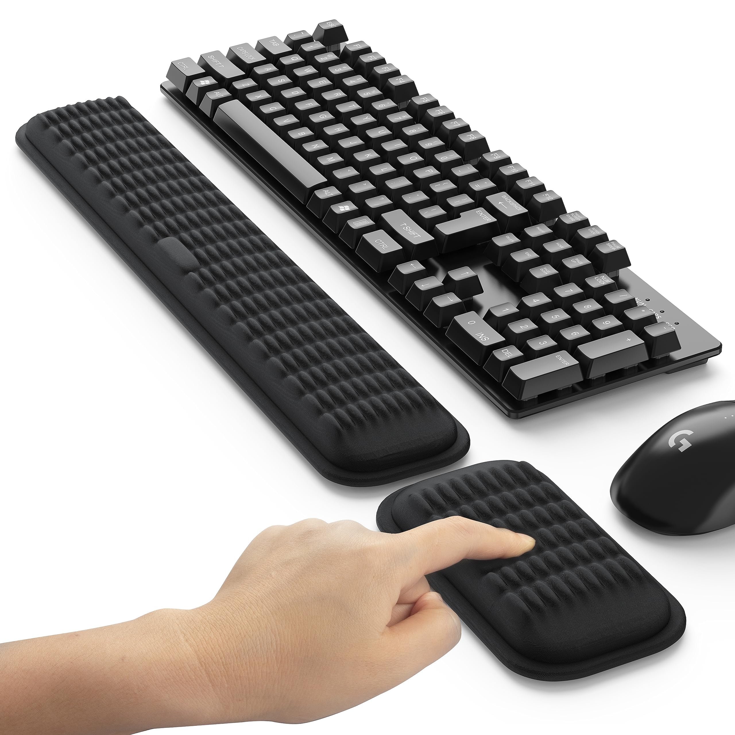 MEKASS Ergonomic Wrist Rest for Keyboard and Mouse, Soft Memory Foam Keyboard Wrist Rest Set with No