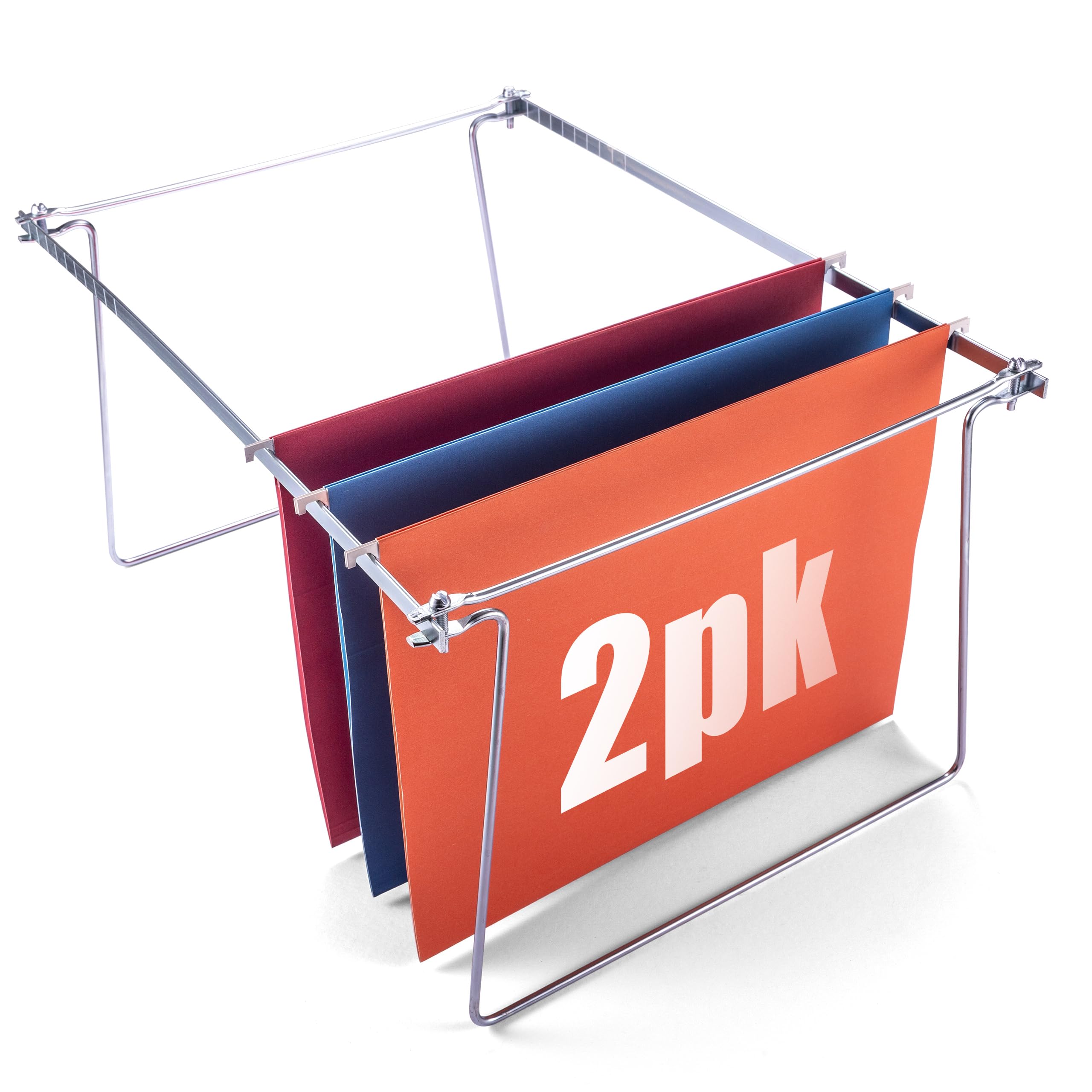 Officemate Hanging File Frame, Letter Size, Adjustable 14 to 18-Inches, 2 Count (Pack of 1),Silver, 