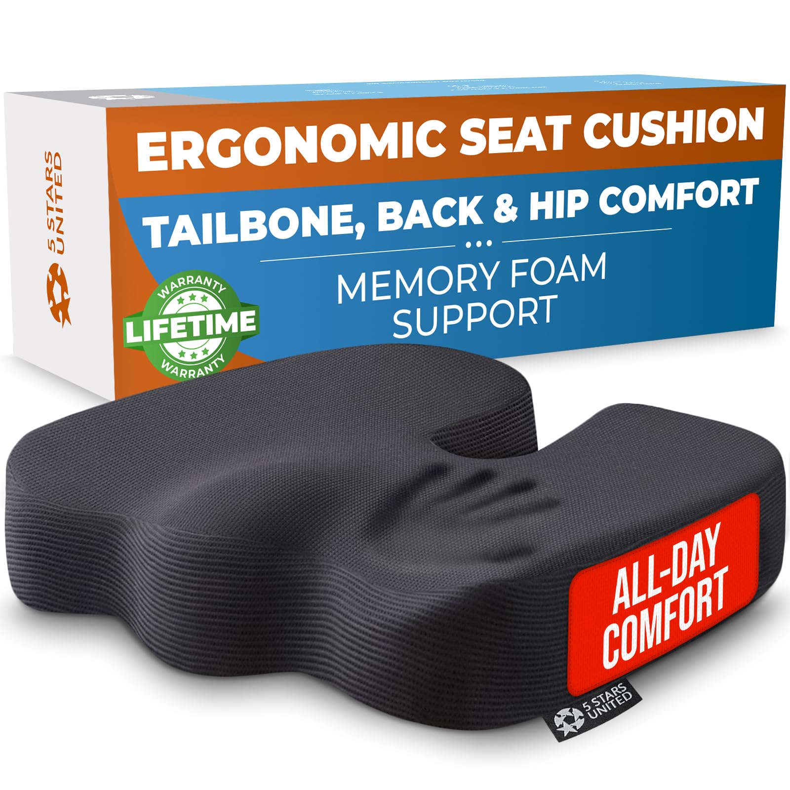 Seat Cushion for Office Chairs - Tailbone, Coccyx Pain Relief - Butt, Pressure & Sciatica Relief - G
