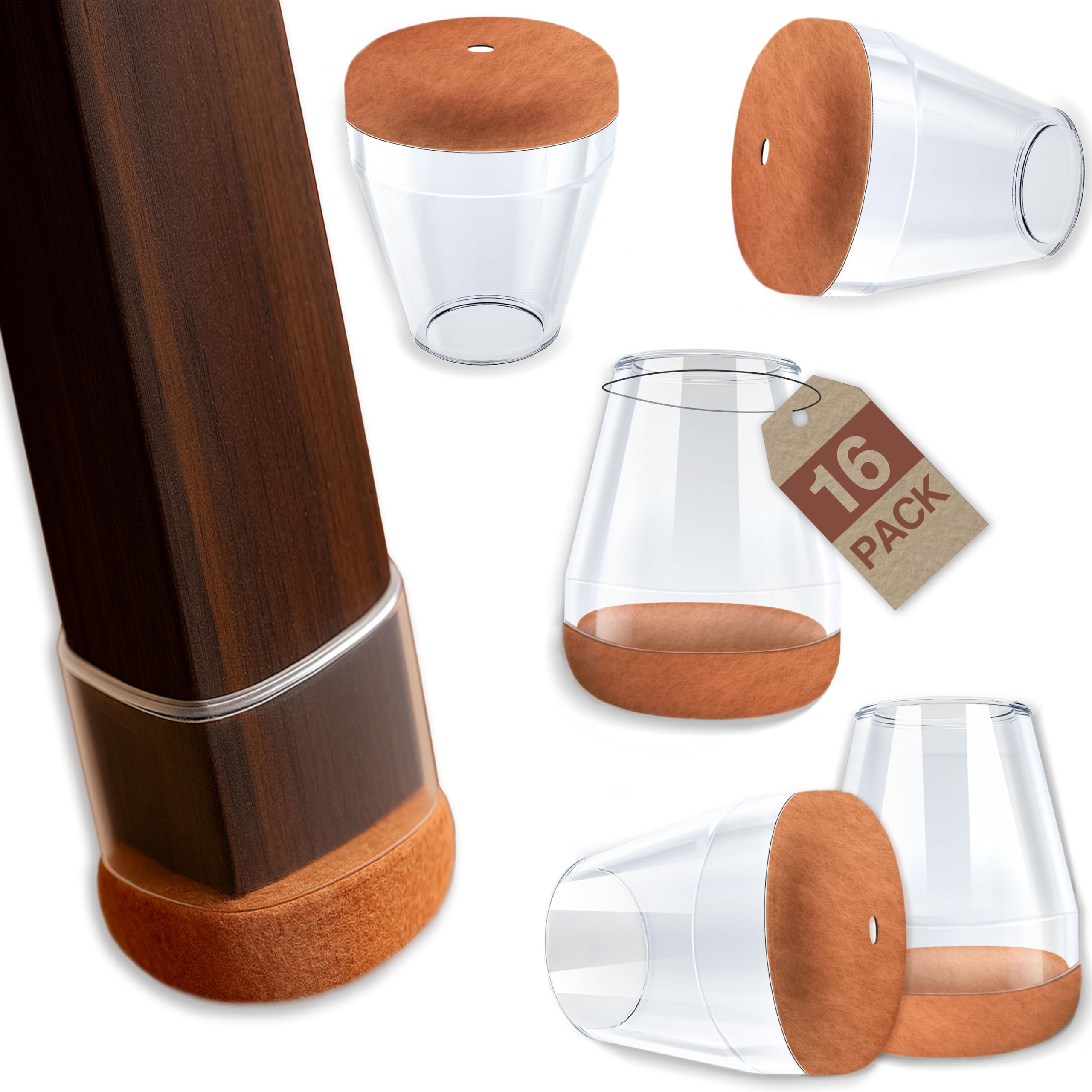 Soundbox Chair Leg Floor Protectors - 16-Pack, Non-Slip Felt Pads, Noise Reducing & Eco-Friendly, Tr