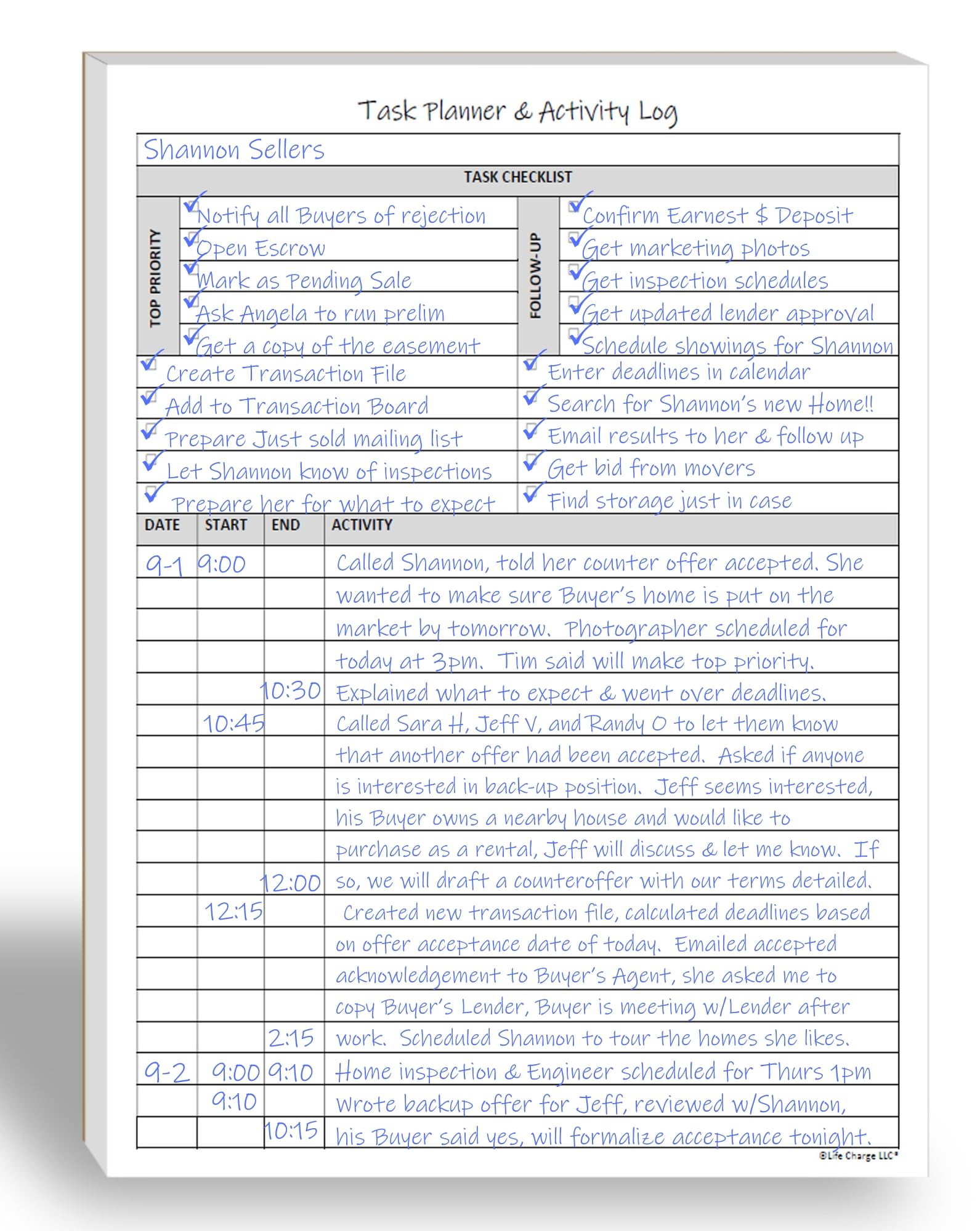 Task Planner & Activity Log Notepad – 60 Page Undated Daily & Hourly Planning Pad, To-Do List, Check