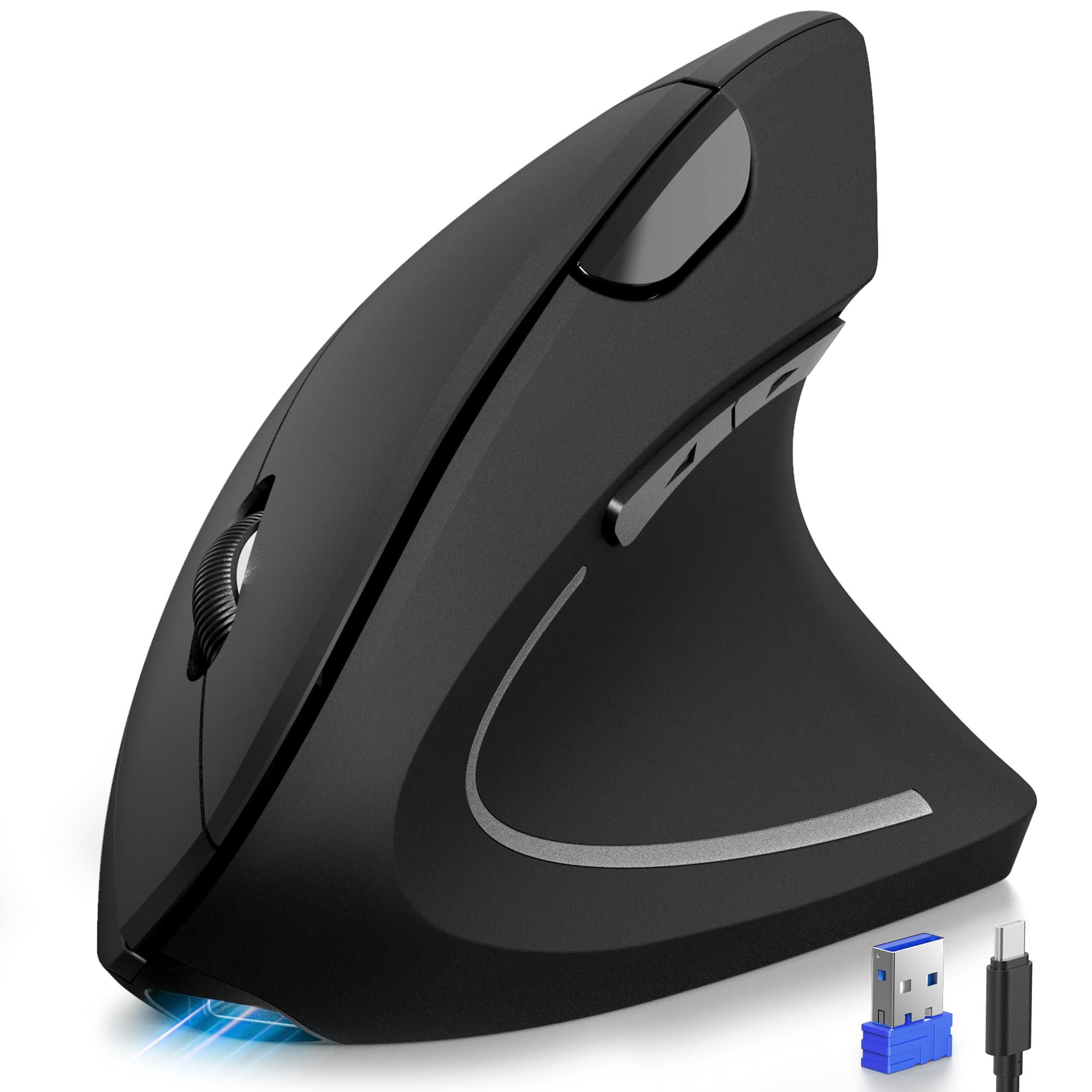 TECKNET Ergonomic Mouse, Rechargeable 2.4G+Bluetooth Vertical Mice 6 DPI Adjustable, Wireless Optica