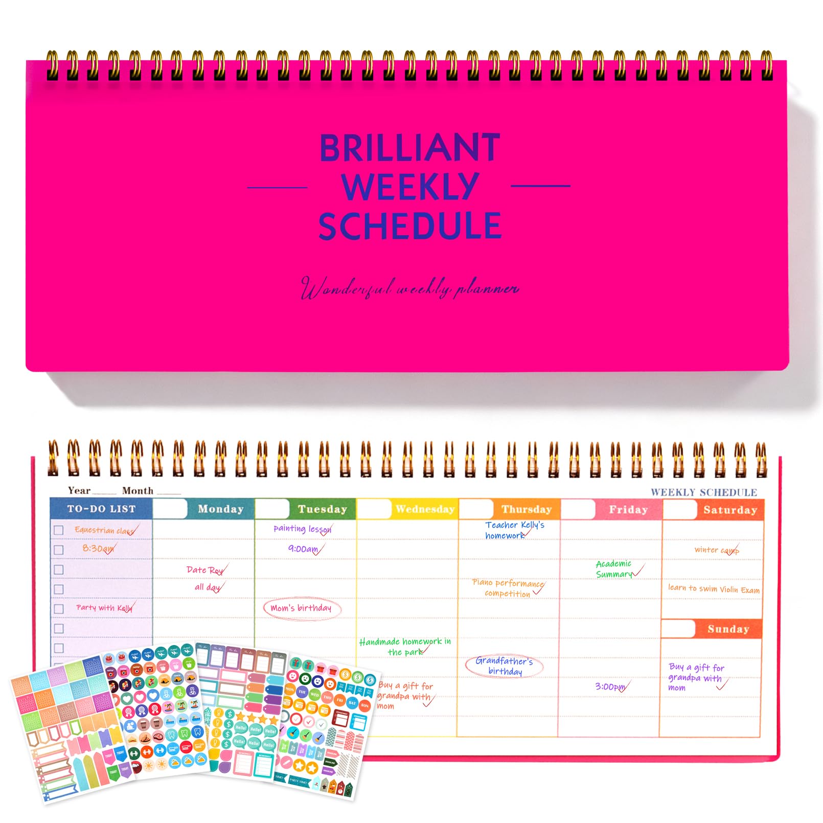 Undated Weekly Planner, 60-Week Horizontal Layout Desk Planner Daily To-Do List Pad for Office, Home