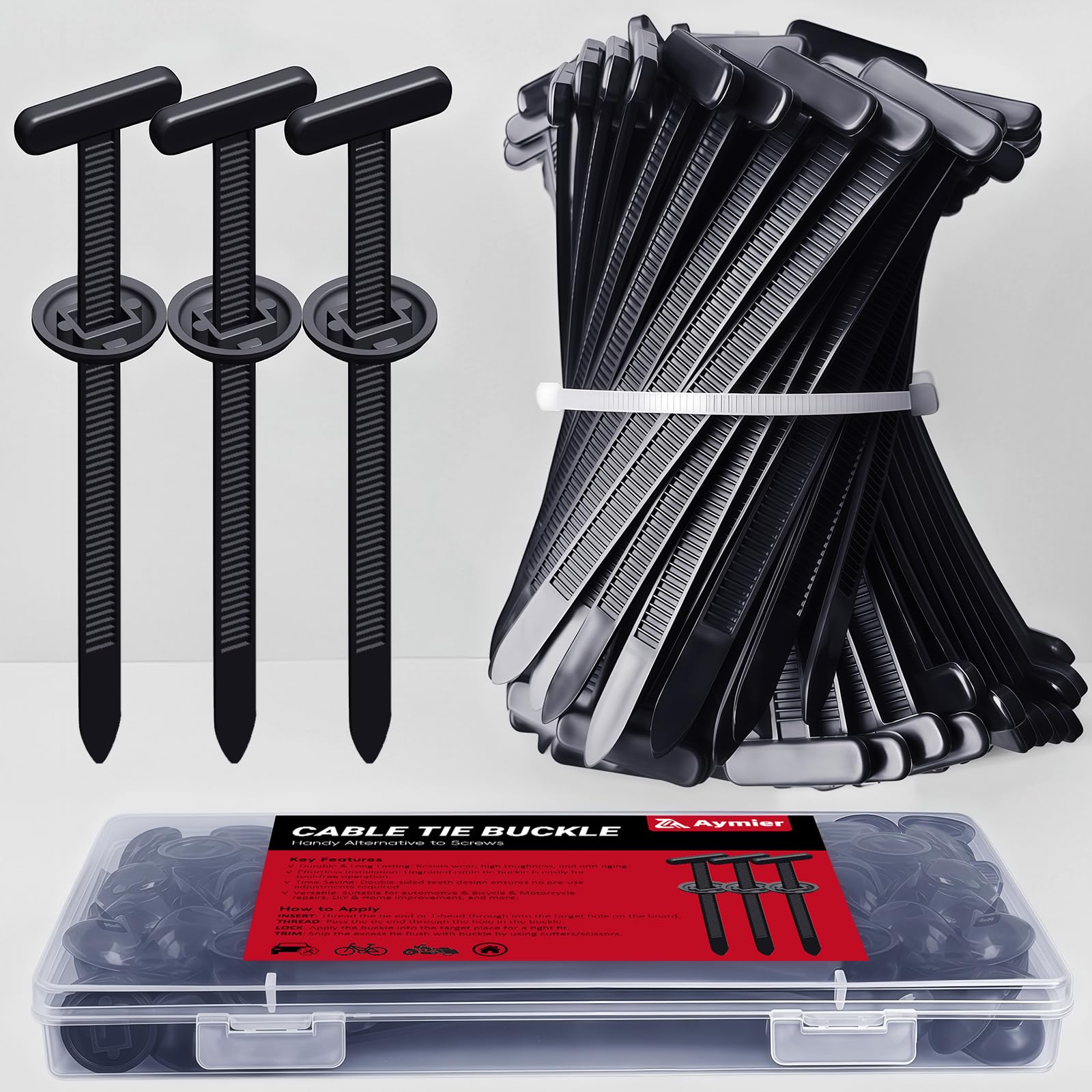 Upgrade Cable Tie Buckle Nylon Universal Heavy Duty Self Lock, Car Zipper Clip, Super Durable Button