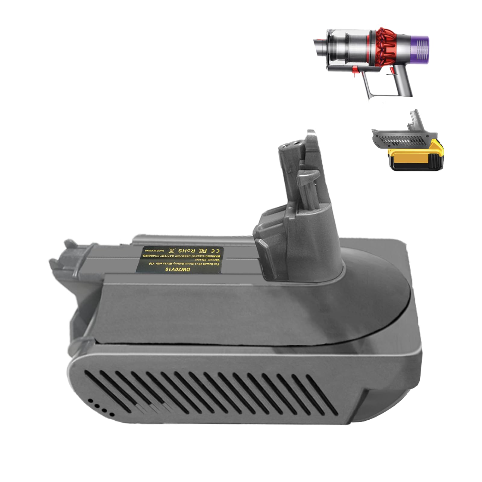 V10 Battery Adapter for Dewalt for Dyson V10 Replacement 25.2V Original Battery,for Dyson V10 Animal