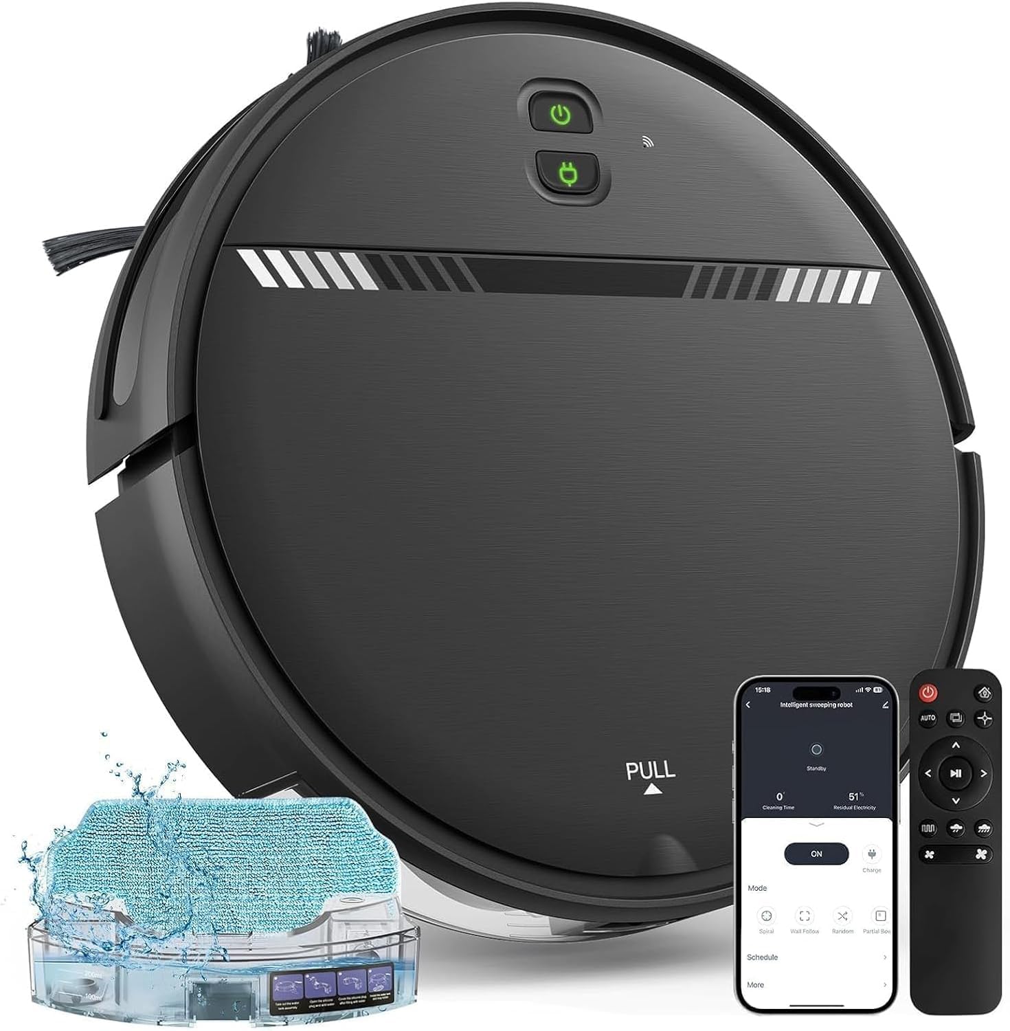 Robot Vacuum and Mop Combo, Robotic Vacuum Cleaner 2 in 1 with WiFi/App/Voice, Schedule, Water Tank 