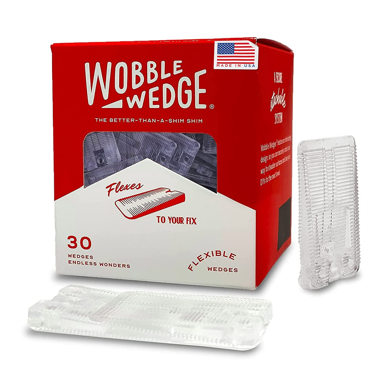 Wobble Wedges Flexible Plastic Shims - Leveling Shims for Home Improvement, Furniture Levelers, Tabl